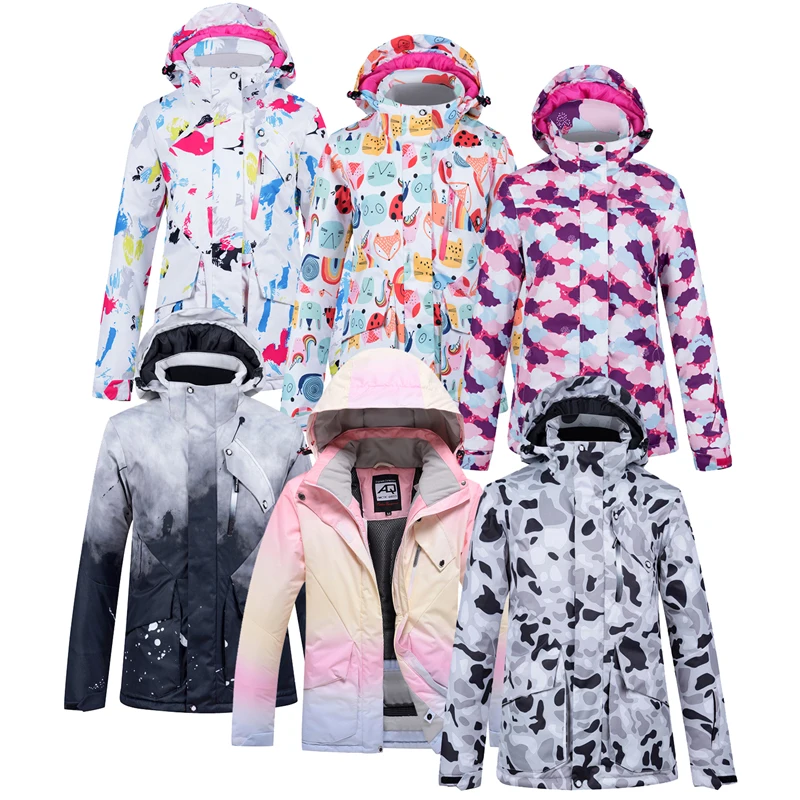 -30 Fashion Colorful Women's Snow Wear Snowboarding Suit Coat Waterproof Windproof Winter Outdoor Costumes Ski Jacket For Girl's