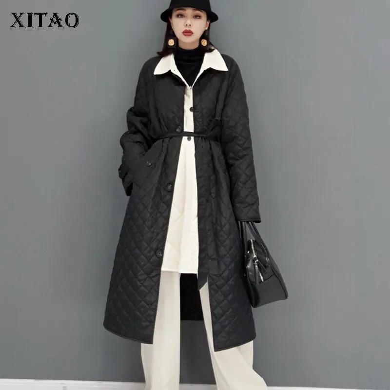 

XITAO/черные парки; Модные новые свободные парки с длинными рукавами и изображением Богини; Коллекция 2021 года; Сезон осень-зима; Маленькие своб...