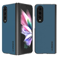 luxury solid color phone case for samsung galaxy z fold 3 shell shockproof coque for galaxy z fold 3 pu leather protection cover