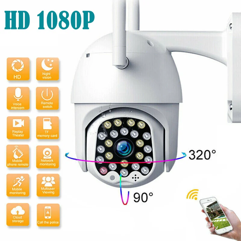 IP Камера уличная Беспроводная с поддержкой Wi Fi 1080P 2 МП|Камеры видеонаблюдения| |