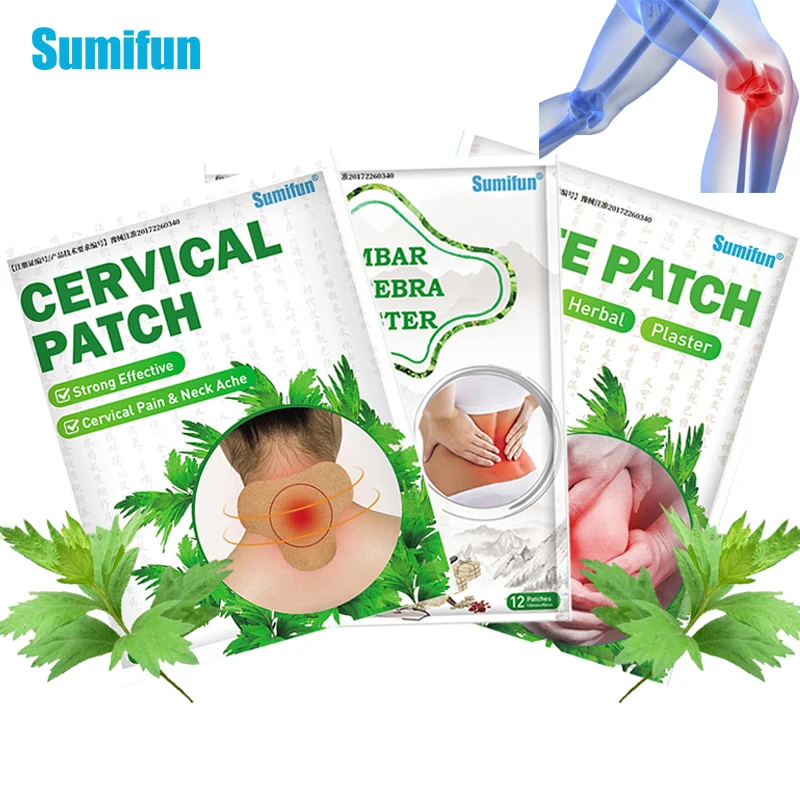 

Sumifun 12pcs Lumbar Spine Pain Relief Patch Wormwood Extract Plaster Knee Arthritis Cervical Joint Aches Herbal Stickers