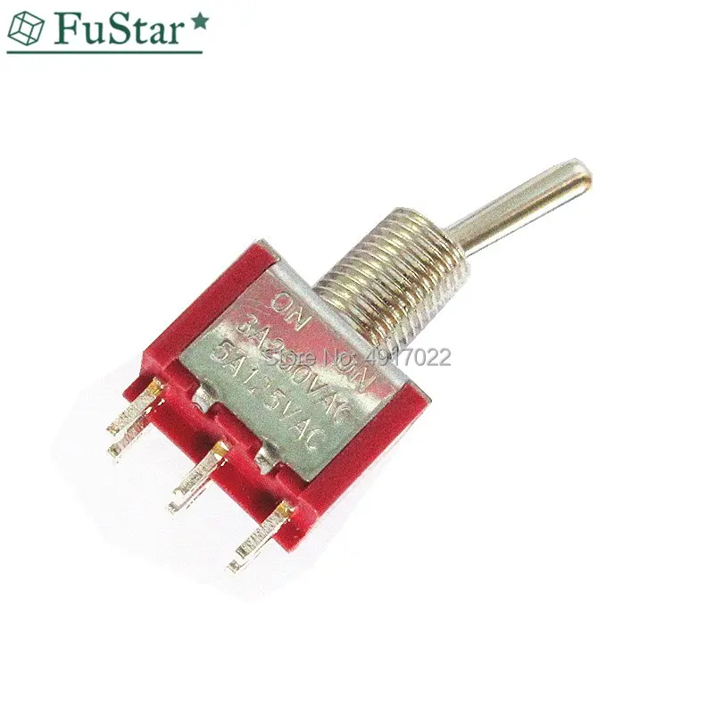 5 шт. Переключатель ВКЛ/вкл фиксация DPDT мини Клавишные переключатели MTS 202 6A 250VAC 6