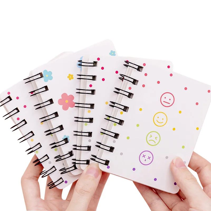 

Small Flower Flip Coil Notebook Students Mini Portable A7 Pockets Notebook