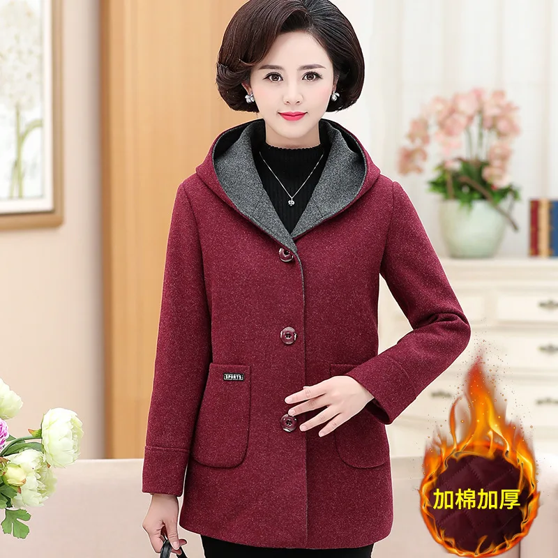 Зимнее женское твидовое пальто с капюшоном утолщенное Стеганое Красное зеленое