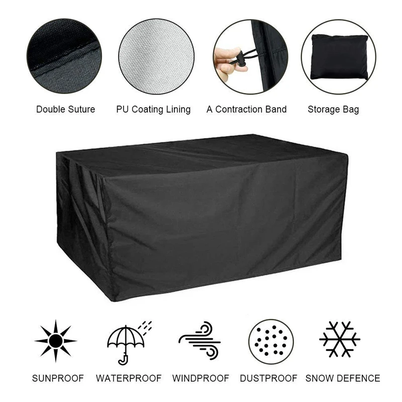

Outdoor Garden Furniture Rain Cover Waterproof Oxford Wicker Sofa Protection Set Garden Patio Rain Snow Dustproof Black Covers