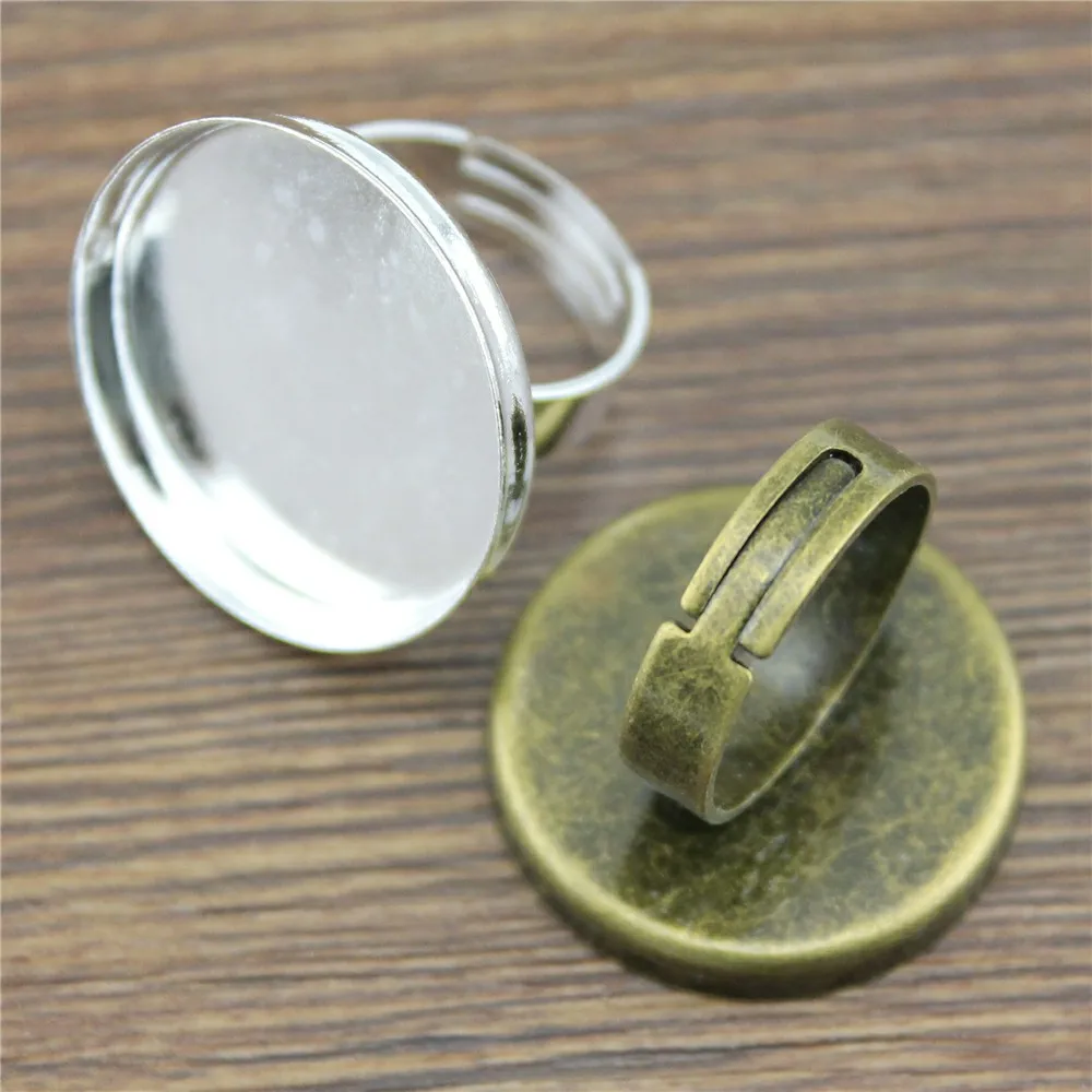 

5pcs Fit 25mm Round Glass Cabochon High Quality Copper Material Adjustable Ring Settings Base/Blank Bezels