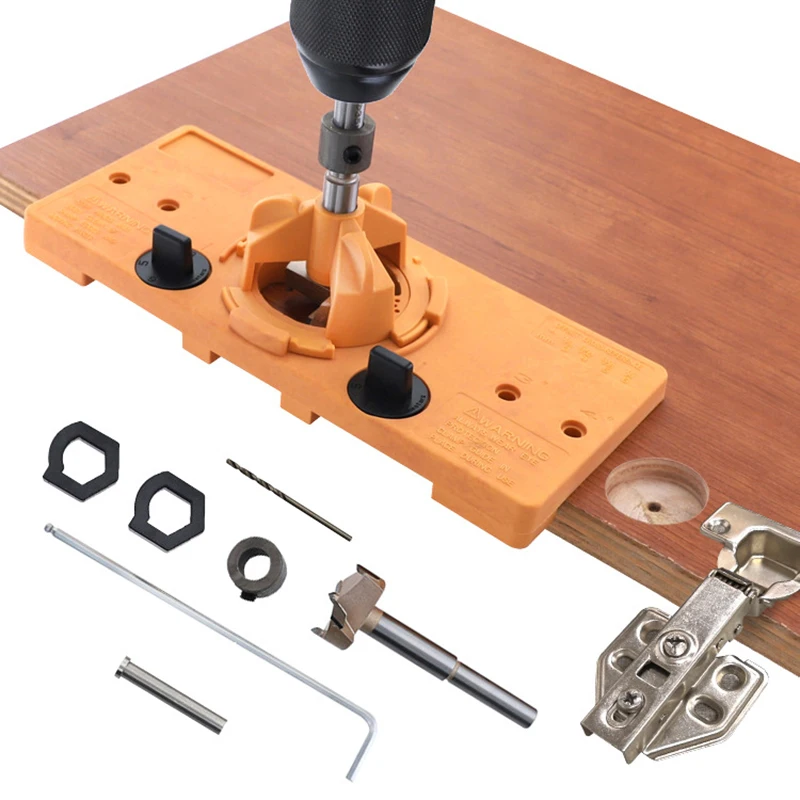 

Concealed 35MM Cup Style Hinge Jig Boring Hole Drill Guide + Forstner Bit Wood Cutter Carpenter Woodworking DIY Tool