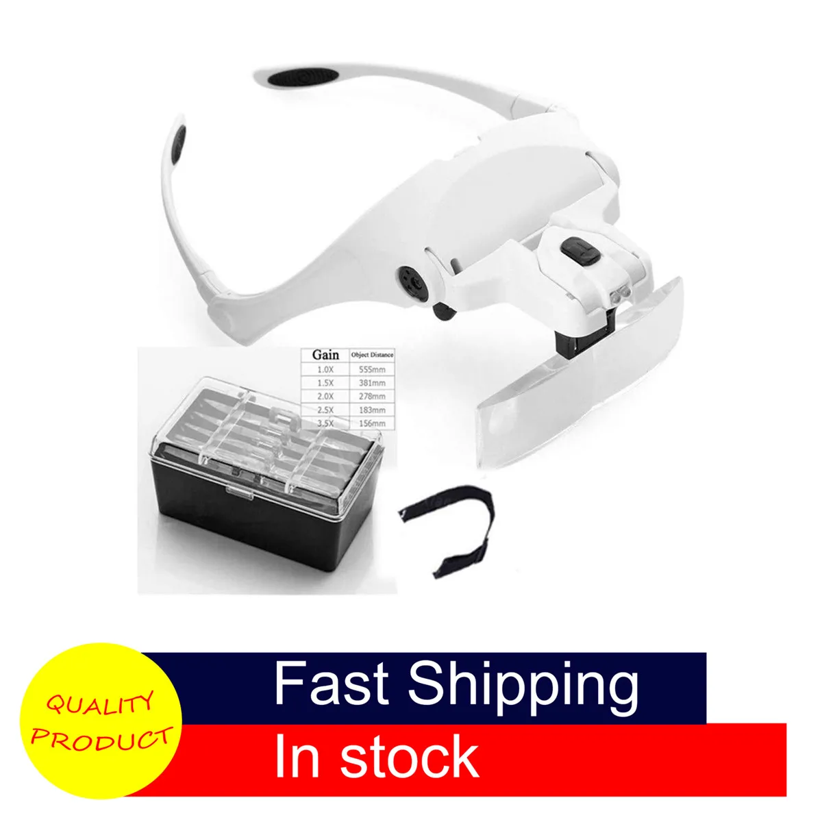 1.0X 1.5X 2.0X 2.5X 3.5X Adjustable 5 Lens Loupe LED Light Headband Magnifier Glass LED Magnifying Glasses With Lamp