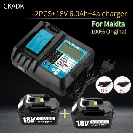 

2021 BL1860 перезаряжаемая батарея 18V6000mAh литий-ионная для Makita 18В 6,0 ah батарея BL1840 BL1850 BL1830 BL1860B LXT + зарядка