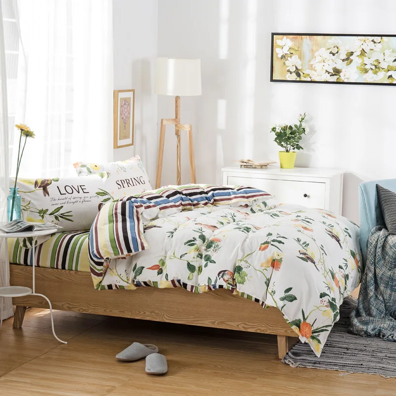 Набор постельного белья из 100% хлопка для детей/взрослых с принтом в виде листьев