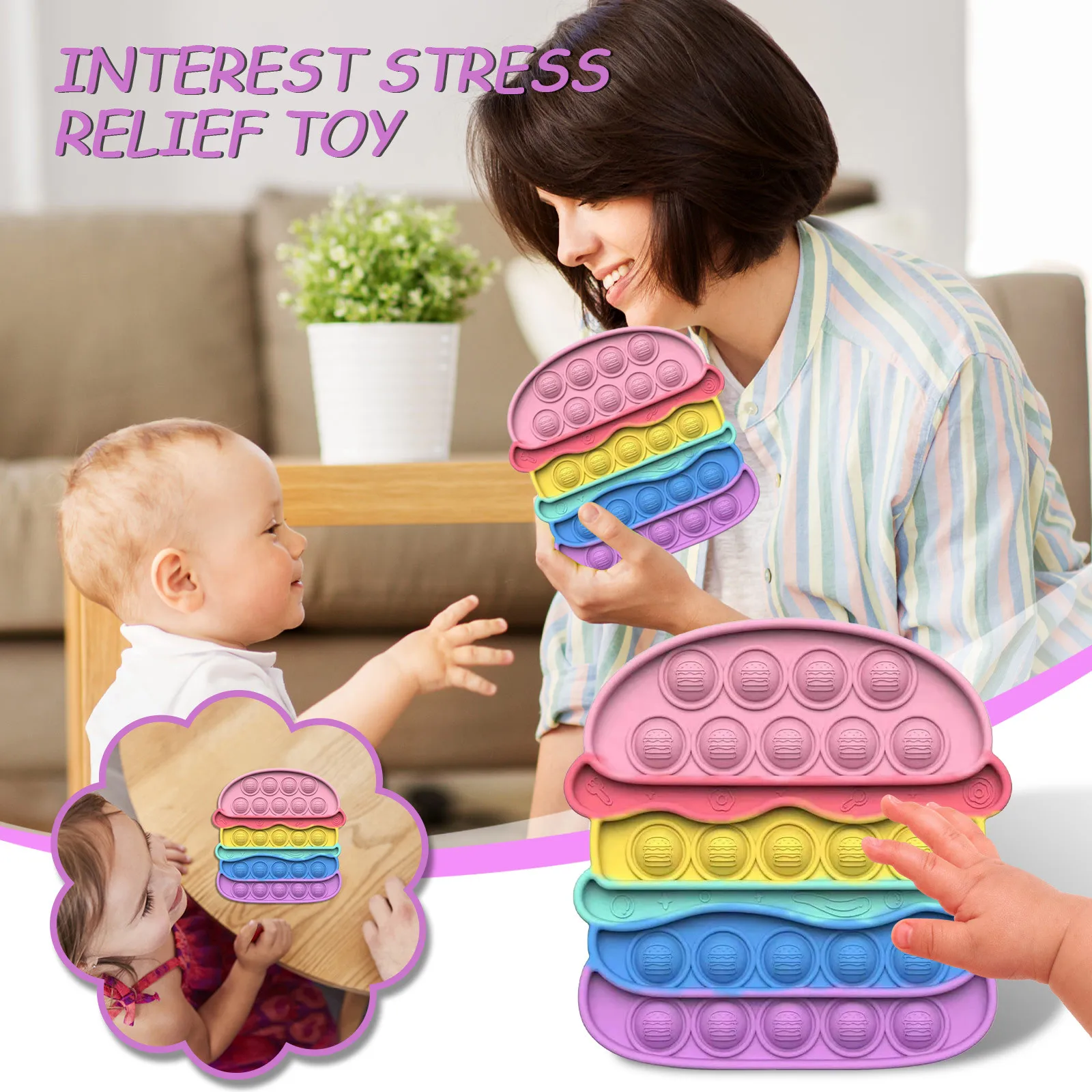 

Push Bubble Sensory Fidget Toys-stress Relief Silicone Pressure Relieving Toys Push Bubble Antistress Toys Adults & Children
