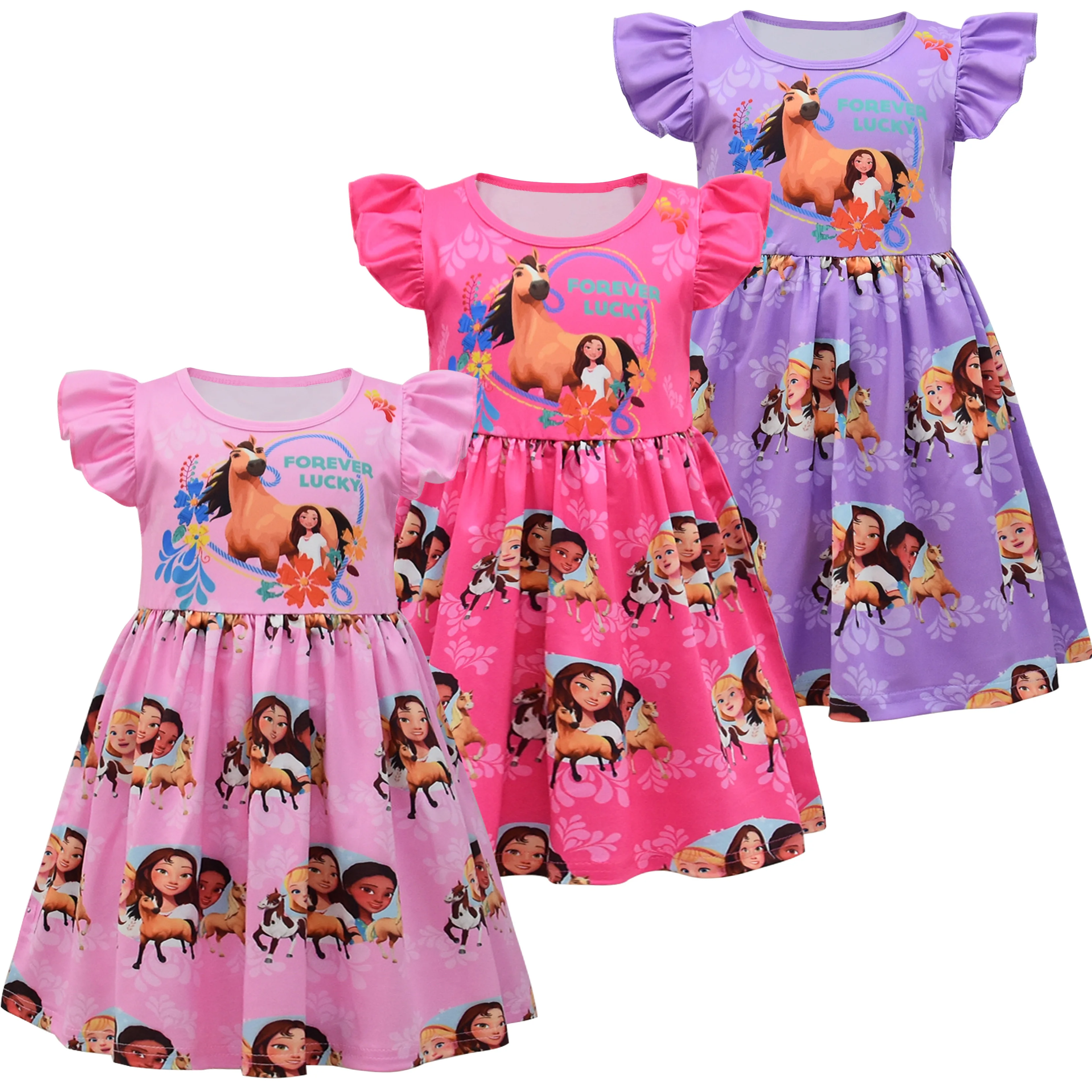 Детское платье на удачу для девочек с рисунком лошади | Детская одежда и обувь