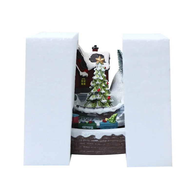 Pueblo de Navidad de Santa Claus, adornos musicales brillantes, &aacute;rbol de Navidad, tren giratorio, casa, decoraciones navide&ntilde;as, regalos, artesan&iacute;as-5
