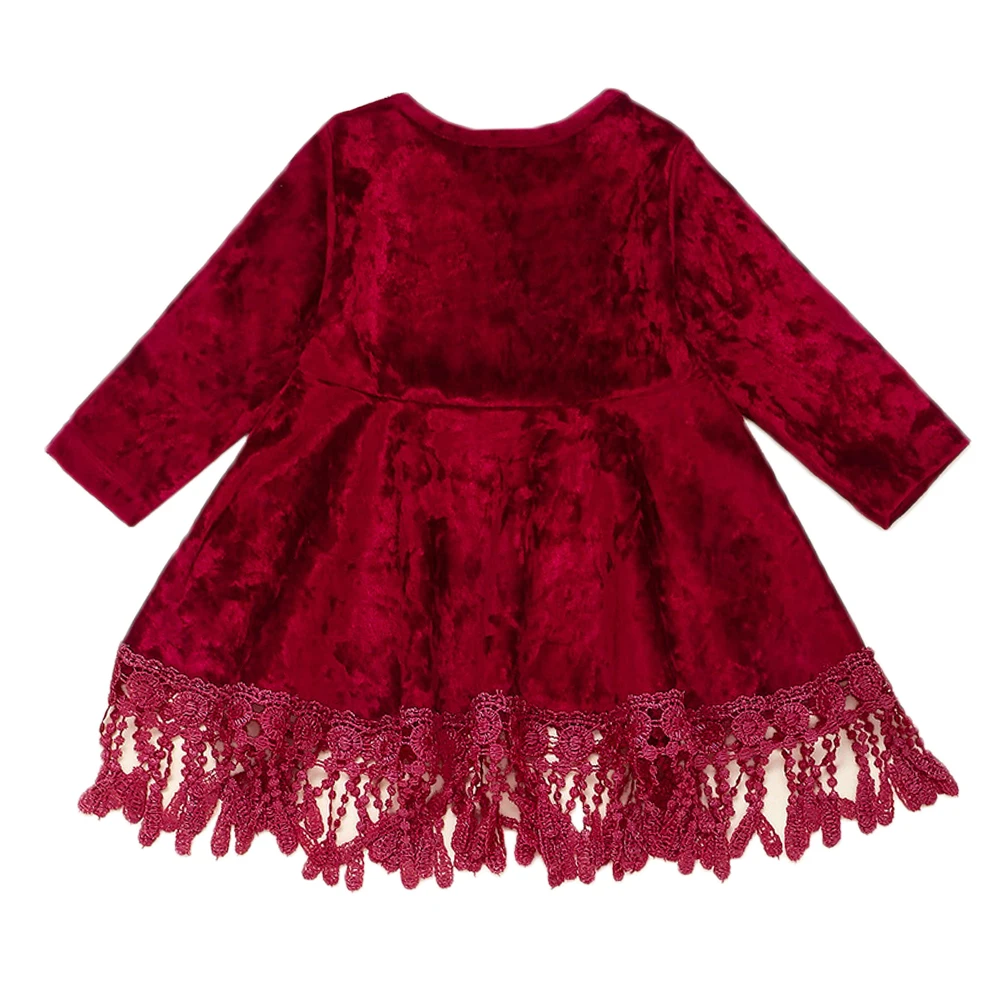 Вечерние платья для маленьких девочек Цвет Красный Велюровые Сезон весна