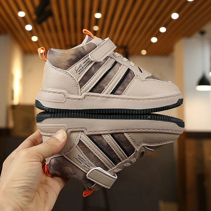 Кроссовки детские кожаные водонепроницаемые спортивная обувь для мальчиков и