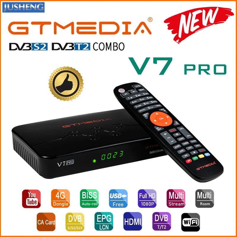 GTmedia V7 PRO Combo Dvb-T2/S2 Спутниковый ресивер (USB Wifi) Поддержка H.265 PowerVu Biss Key Ccam Newam 1080P Full HD