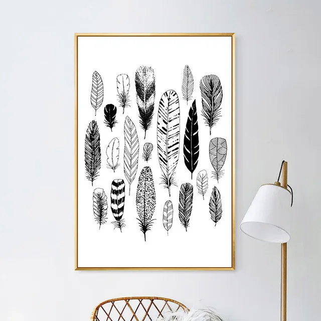 Абстрактный плакат с абстрактными перьями Современная Картина на холсте в