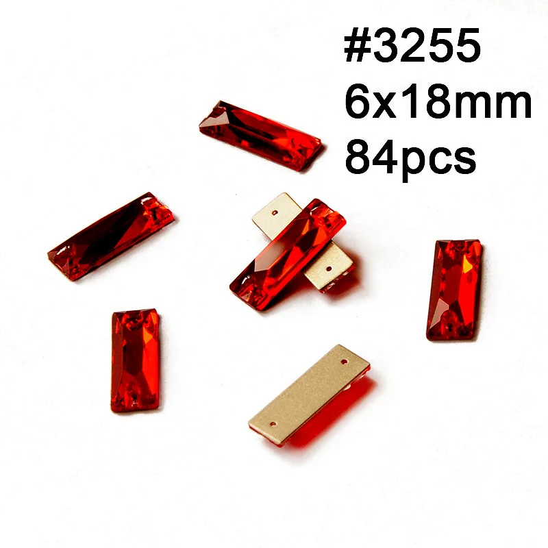Baguette 6X18mm 84pc Красные стразы Rivoli Cosmic Siam в форме капли, пришивные стразы с плоской задней стороной, стеклянные кристаллы, швейные Стразы для одежды - Цвет: Baguette 6X18mm 84pc
