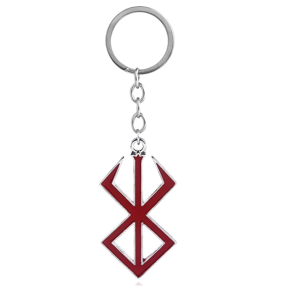 

Japan Game Berserk Logo Keychains Guts Sword Red Logo Charms Pendant Key Chains for Women Men Choker Key Rings Jewelry