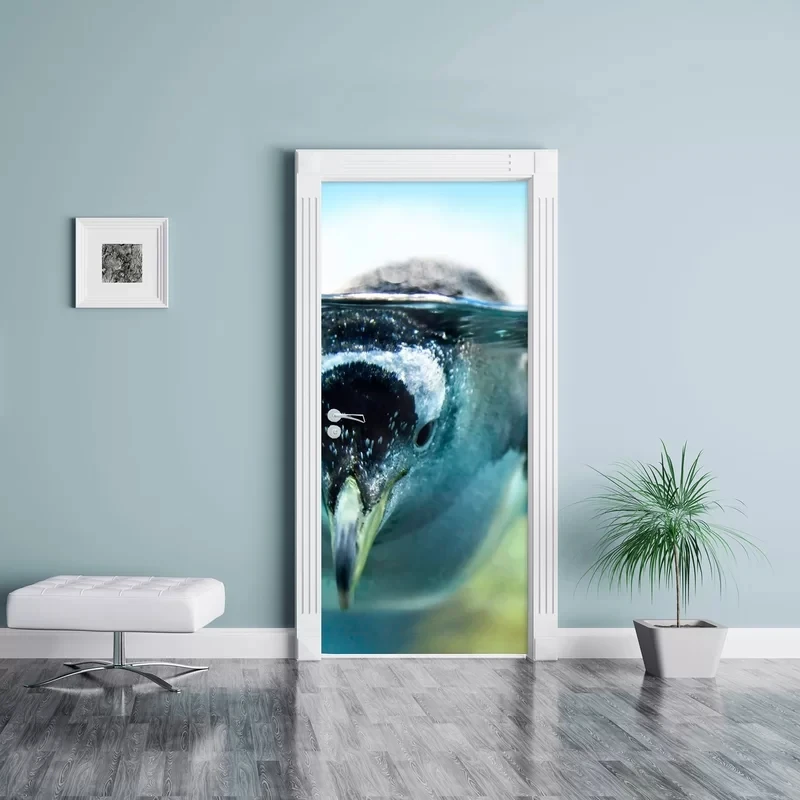 PVC Home Penguin Waterproof Art Animal Decor Swim Decal Water Door 3D Print Sticker Self Adhesive Diy Paper for Bedroom | Дом и сад