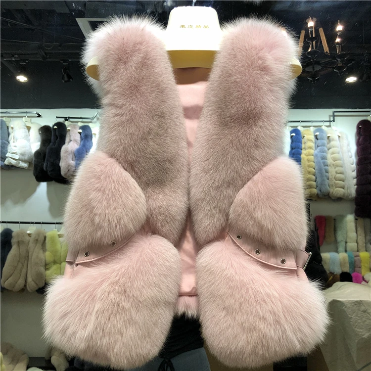 ZDFURS* Женский жилет из натурального меха лисы зимний женский жилет без рукавов натуральная меховая Шуба Женский жилет из натурального меха