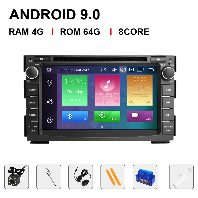 64ROM Carplay OBDCam Ips DSP 4G 64 Гб 2 Din Android 9,0 Автомобильный GPS DVD для KIA Ceed 2009 2010 2011 2012 Мультимедиа авто радио навигация головное устройство стерео - Цвет: 64ROM Carplay OBDCam