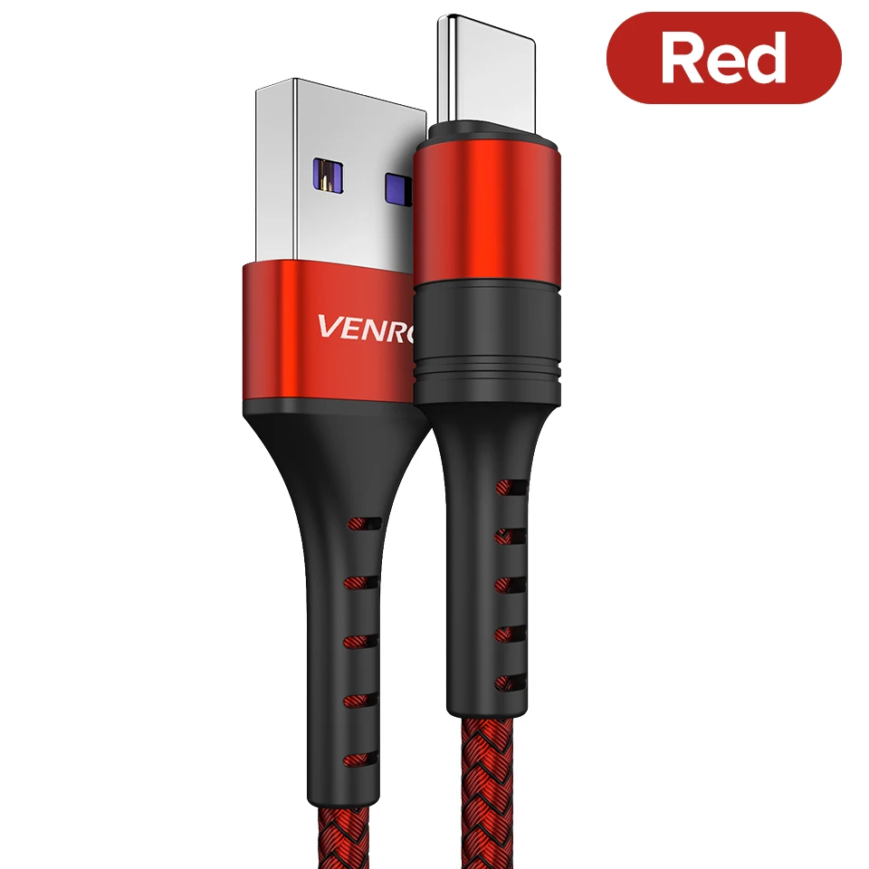 Red Venroii кабель usb type C 5A Supercharge для huawei mate 20 P30 P20 Pro шнур для быстрой зарядки телефона для Honor 20 10 8 V10 USBC Кабо - Цвет: Red