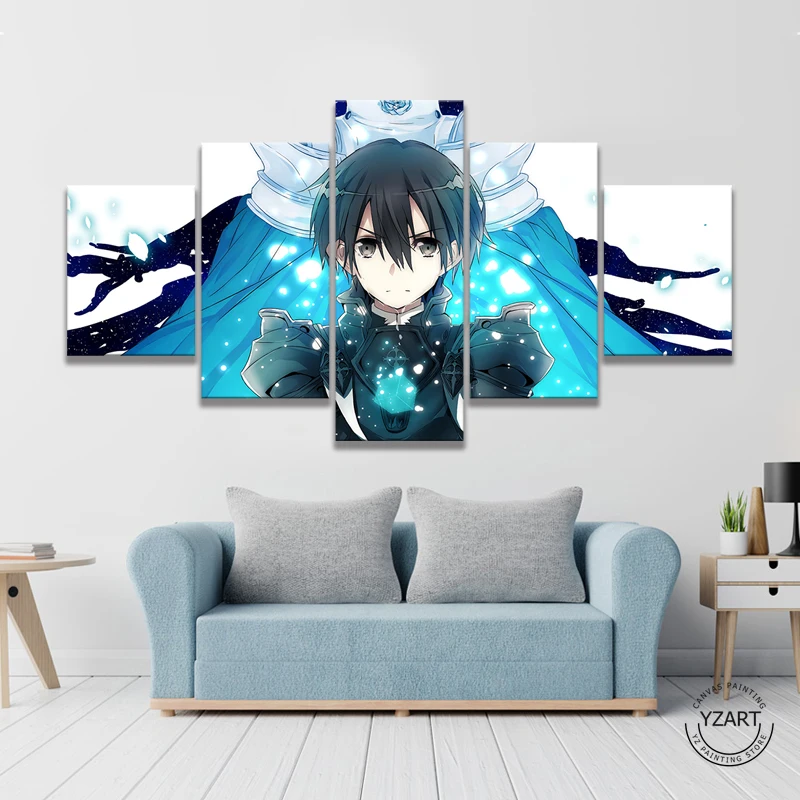 

5pcs Sword Art Online Alicization Kirito Anime Poster HD Anime Boy Picture Wall Painting for Children Bedroom Decor