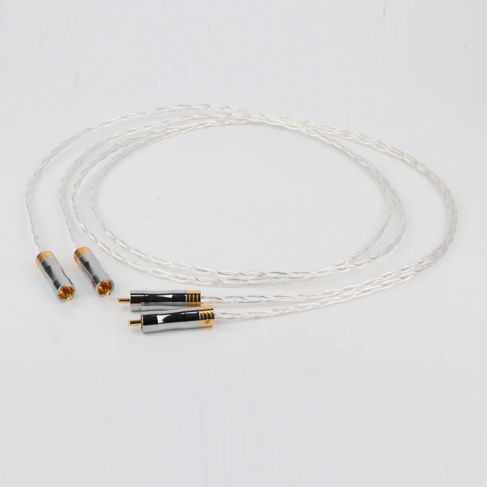

Hifi 8N OCC Copper Silver Plated RCA to RCA Cable RCA plug to rca Male audio Cable