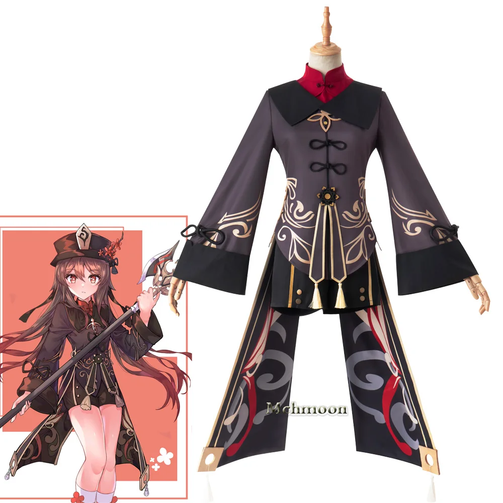 

Ху Тао косплей игра геншин ударопрочные костюмы аниме проект Хэллоуин женская шляпа Топы Брюки брикет набор Божьи глаза реквизит