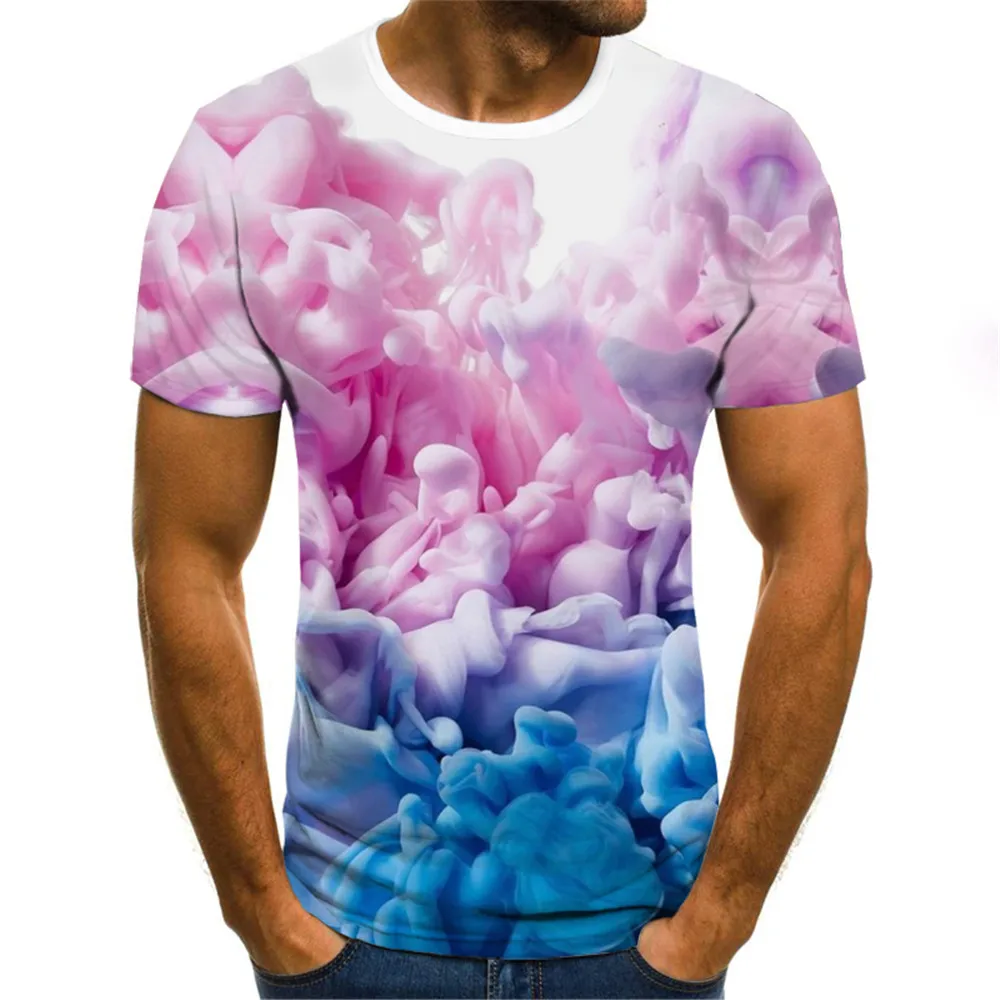 

New 3d t-shirt flame fashion t-shirt men and women t-shirt summer casual hip-hop street clothing black smoke 3d t-shirt