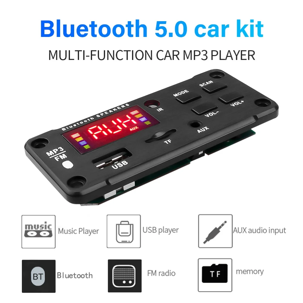 2019 5 0 MP3 модуль Автомобильный Bluetooth MP3/WMA/WAV/TF/AUX/FM декодер плата аудио цветной экран