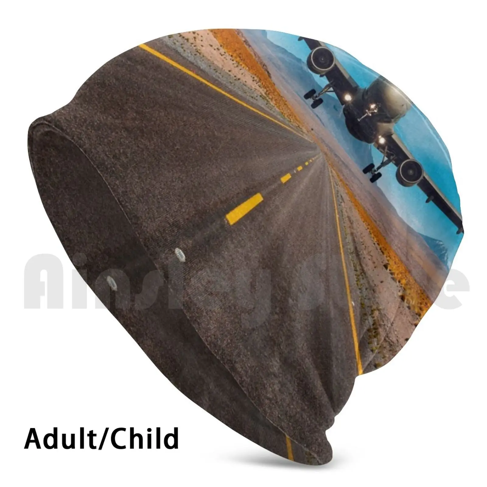 

Landing On Highway Beanie Hedging Cap DIY Print Cushion Plane Planes Jets Jet Engine Airplane Fighter Jet Air Force