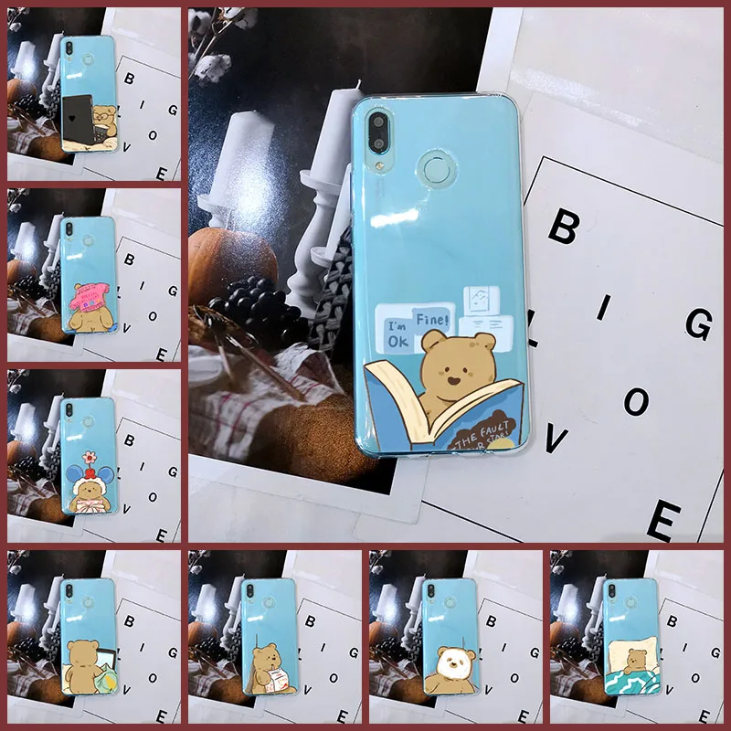 Силиконовый чехол для телефона Huawei Nova Smart Lite 2017 с милым медведем задняя крышка 5 4 4E