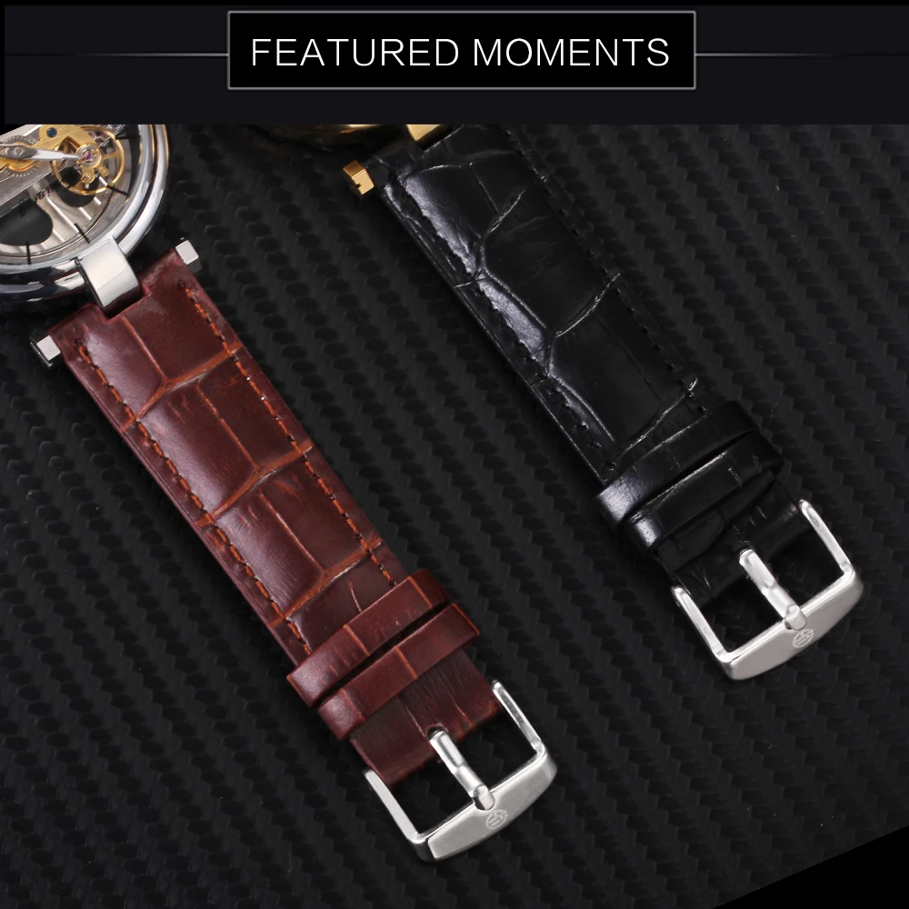 FORSINING модные повседневные часы мужские механические с золотым мостиком