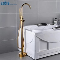 azeta bathtub faucet golden floor standing bathtub mixer tap single handle bathroom floor mounted bathtub shower tap set mk6611g