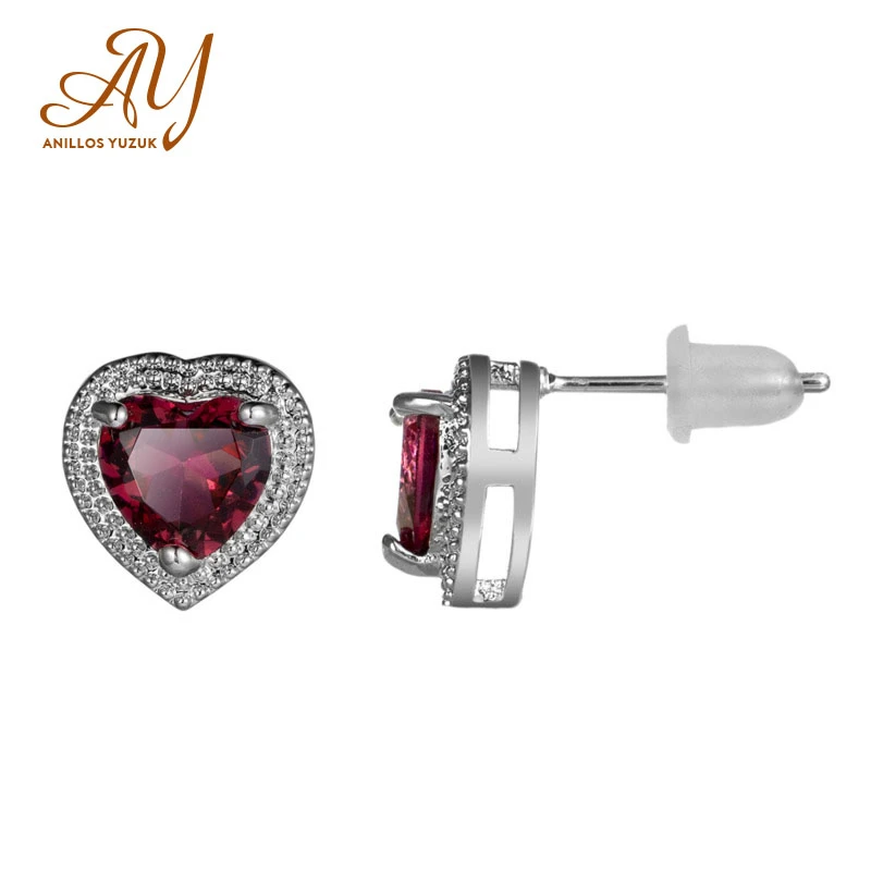 Женские серьги-гвоздики из серебра 925 пробы с рубином | Украшения и аксессуары