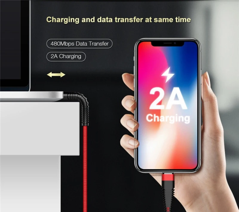 USB кабель для быстрой зарядки нейлоновая оплетка 2.4A Huawei Xiaomi Мобильный телефон