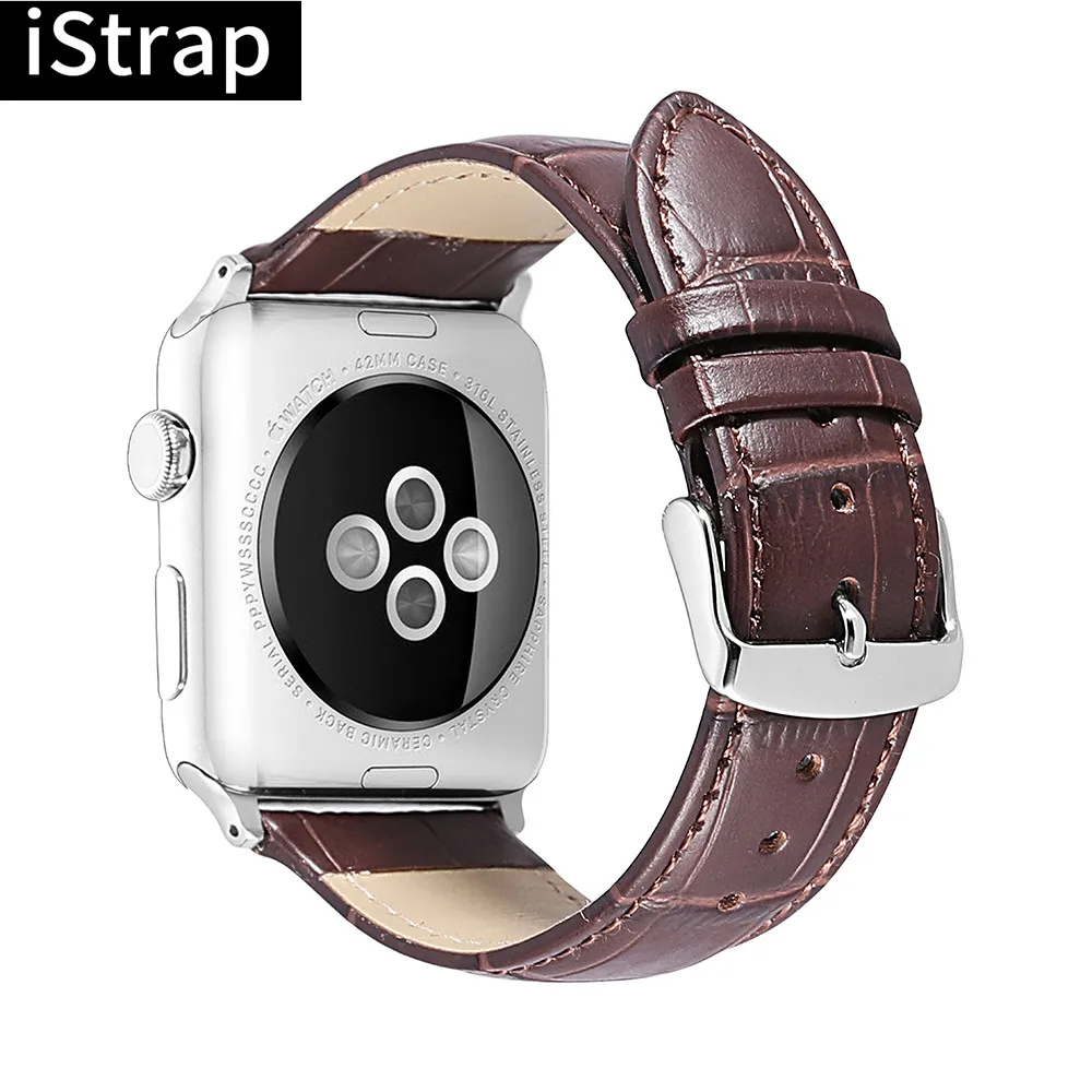 IStrap аллигатора зерна кожаный ремешок умные часы группы Замена для iWatch для Apple Watch ремень 38 мм 42 мм
