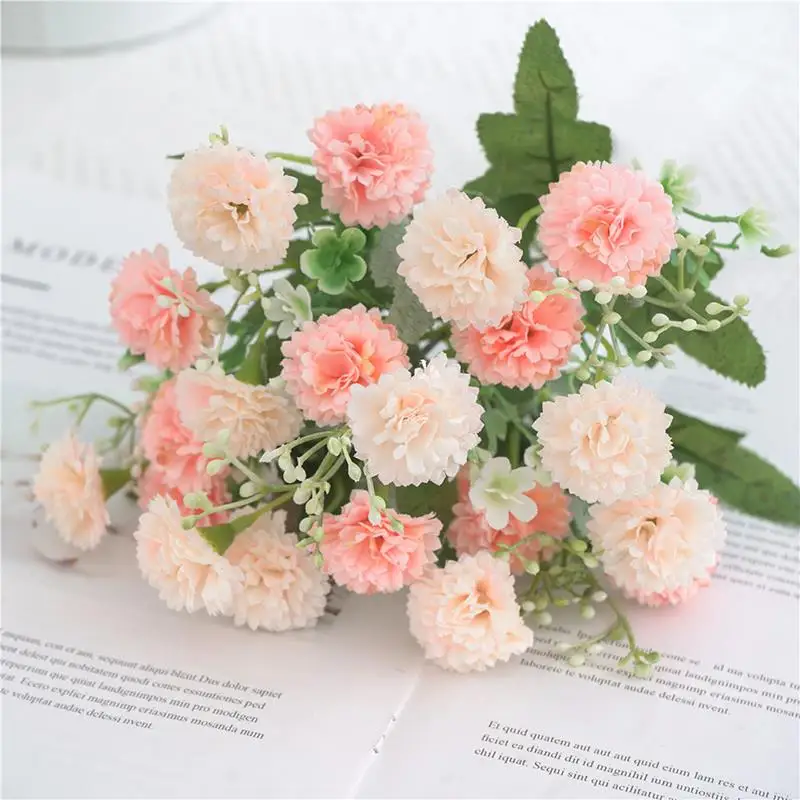 

Artificial Carnation 20-Head Realistic Artificial Flower Branch Faux Flower Photography Props for Home Garden Wedding Decor