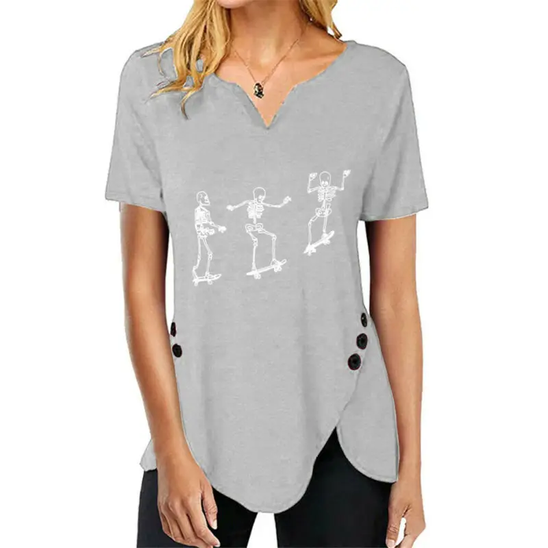 

Plus Size Women Short Sleeve V-neck T-shirt Ladies Casual Blouse Loose Tunic Top