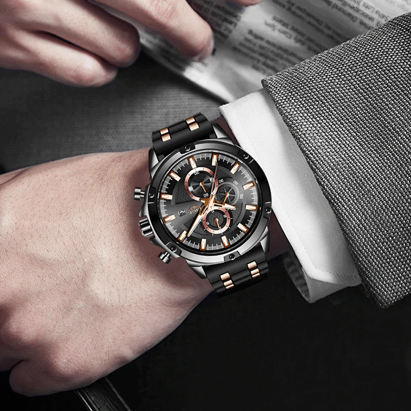 Мужские водонепроницаемые кварцевые часы с силиконовым ремешком в стиле