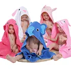 Детское банное полотенце 90*90, ультрамягкое бархатное пончо кораллового цвета, впитывающее теплое одеяло для новорожденных, полотенце с капюшоном из мультфильма, быстрая работа