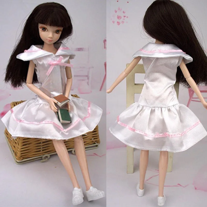 Doll Clothes For Barbie Sailor Suit 1/6 BJD One Piece BOW V-Neck Cosplay Costume Party Dress for 1:6 Dolls Girl Kid Toy | Игрушки и