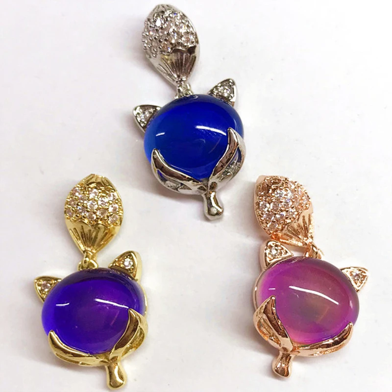 

New Cute Copper Plated Red Fox Wenbianshi Pendant Fashion Women's Cute Animal Earrings Necklace Accessories