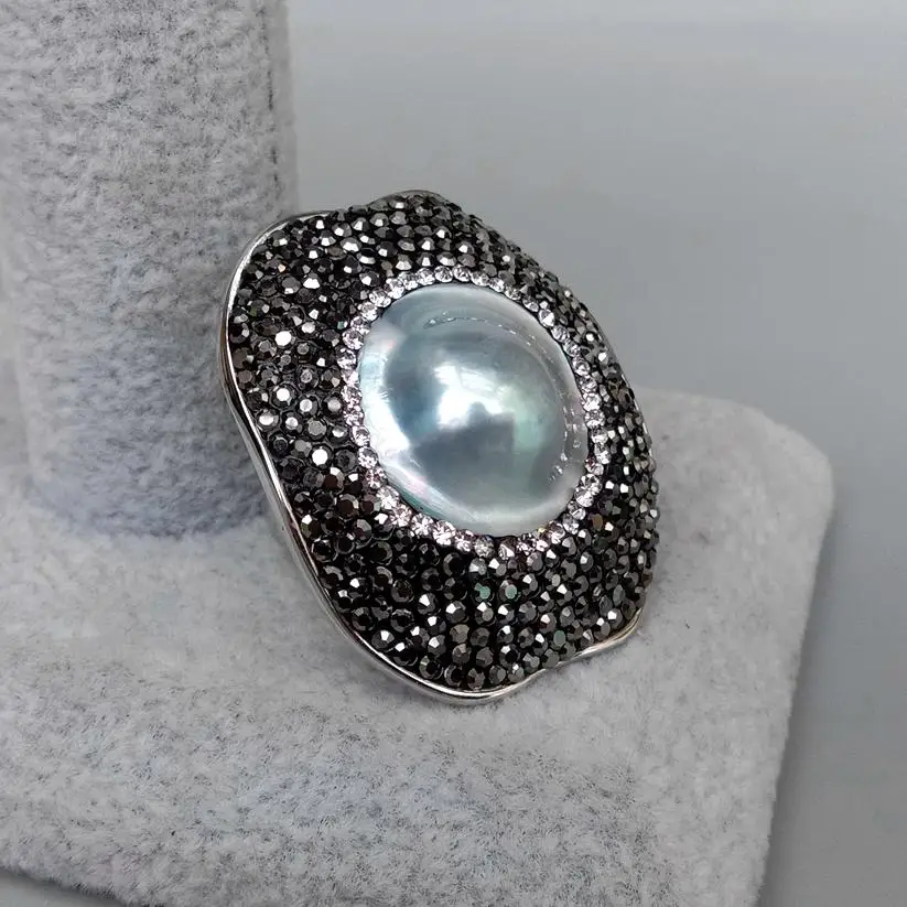 Регулируемое кольцо с натуральными монетами и жемчугом | Украшения аксессуары