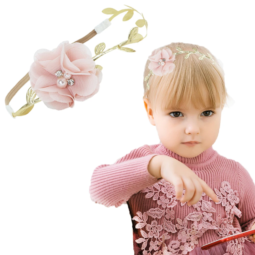2 Pcs Fashion Baby Girl Hairband Toddlers Infant Cloth Headbands Floral Pearl Headwrap Women Summer Wear Cute Hair Accessories | Детская