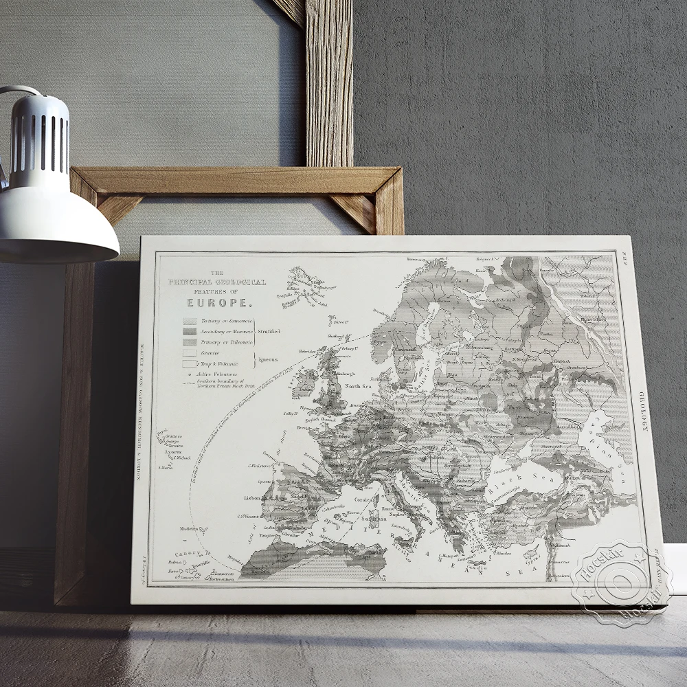 Винтажный постер с картой Европы геологовая особенности настенное искусство