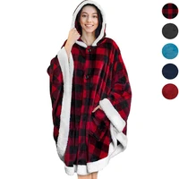 new fleece blanket hoodie cloak super soft microfiber plush wearable blanket sweatshirt solid winter warm cloak blanket outwears