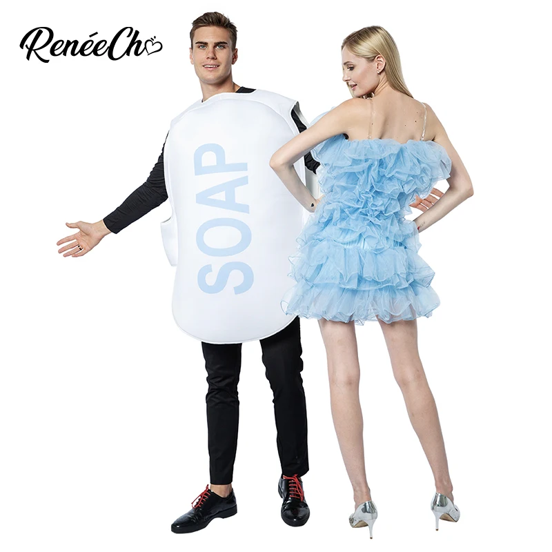 Reneecho Adult Loofah and Soap Halloween Costume Set for Couples, Carnival Adult Costumes image 2